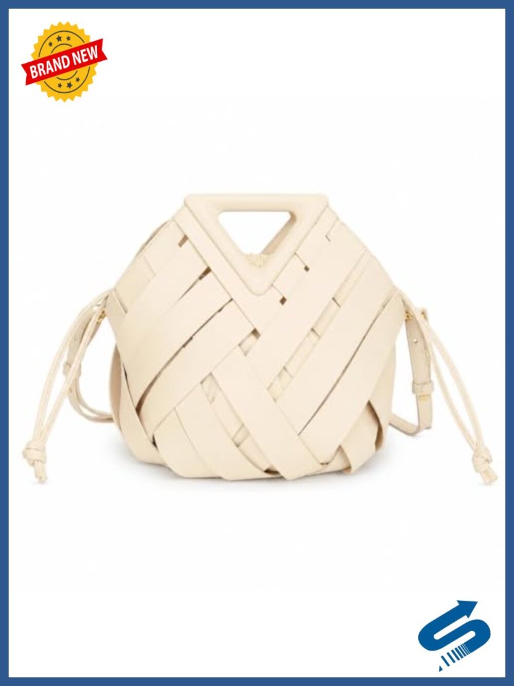 Woven Vegan Leather Bucket Bag Crossbody Shoulder Purse with Inner Pouch